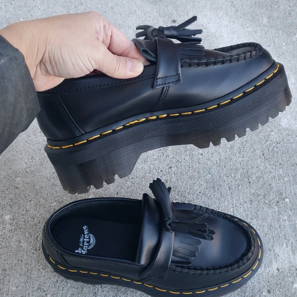 Dr. Martens Adrian Quad Leather Platform Loafers Size 5 Grunge Punk Black
